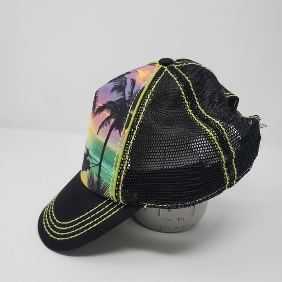 DISNEY PARKS MICKEY MOUSE HAWAII TROPICAL BLACK MESH TRUCKER HAT SNAP BACK CAP - Picture 4 of 13